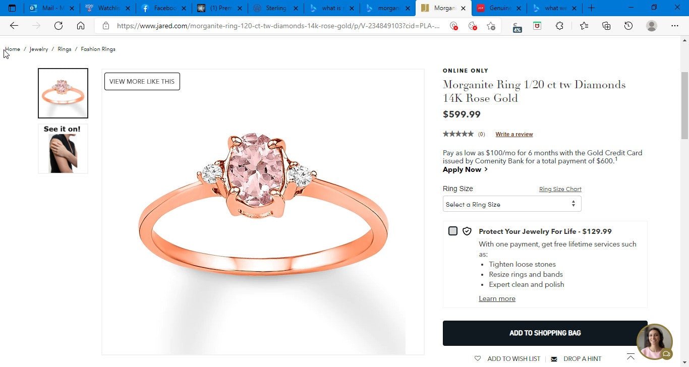 Premium Marropino Morganite Ring Size 9