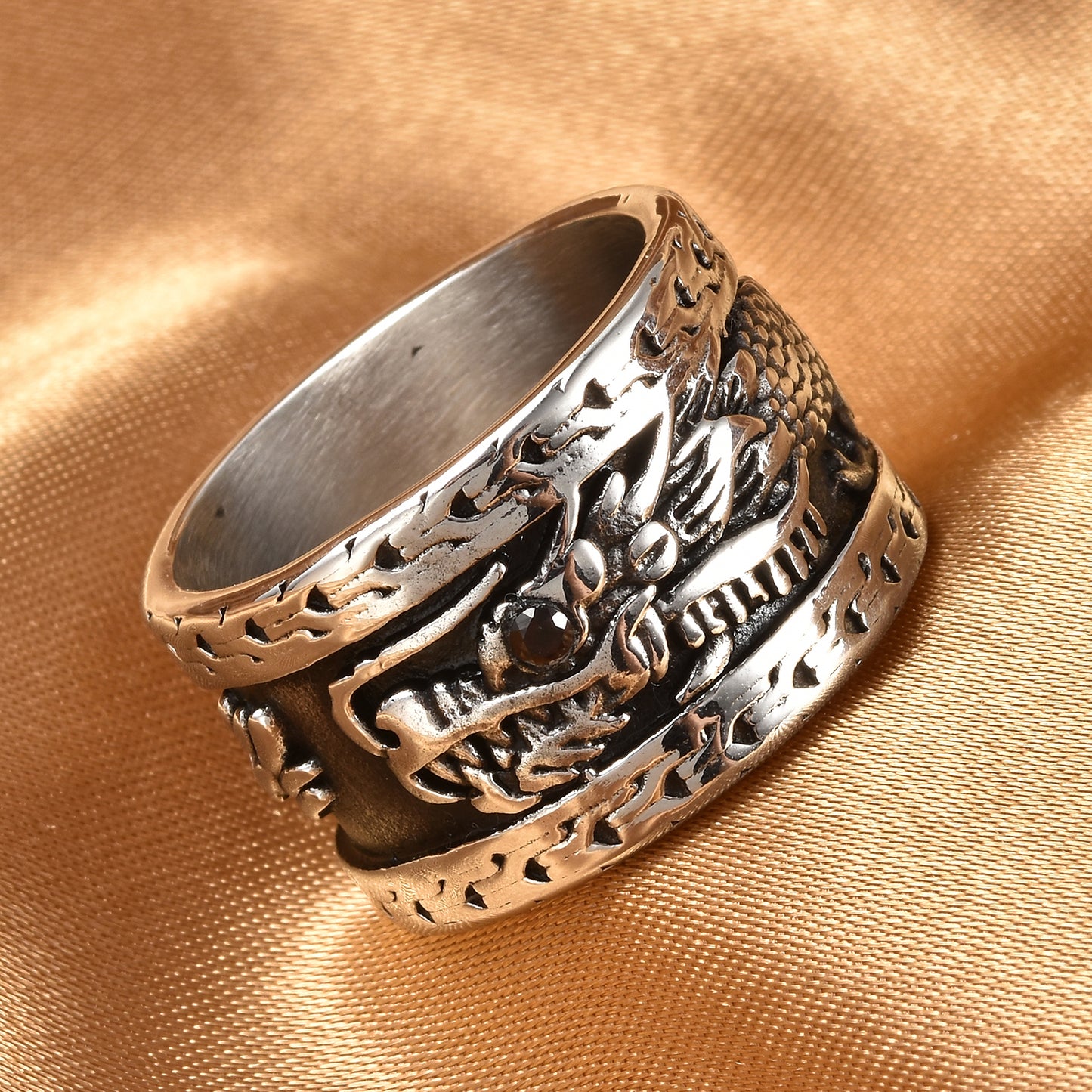 Mozambique Garnet Birthstone Dragon Ring Unisex