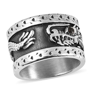 Mozambique Garnet Birthstone Dragon Ring Unisex