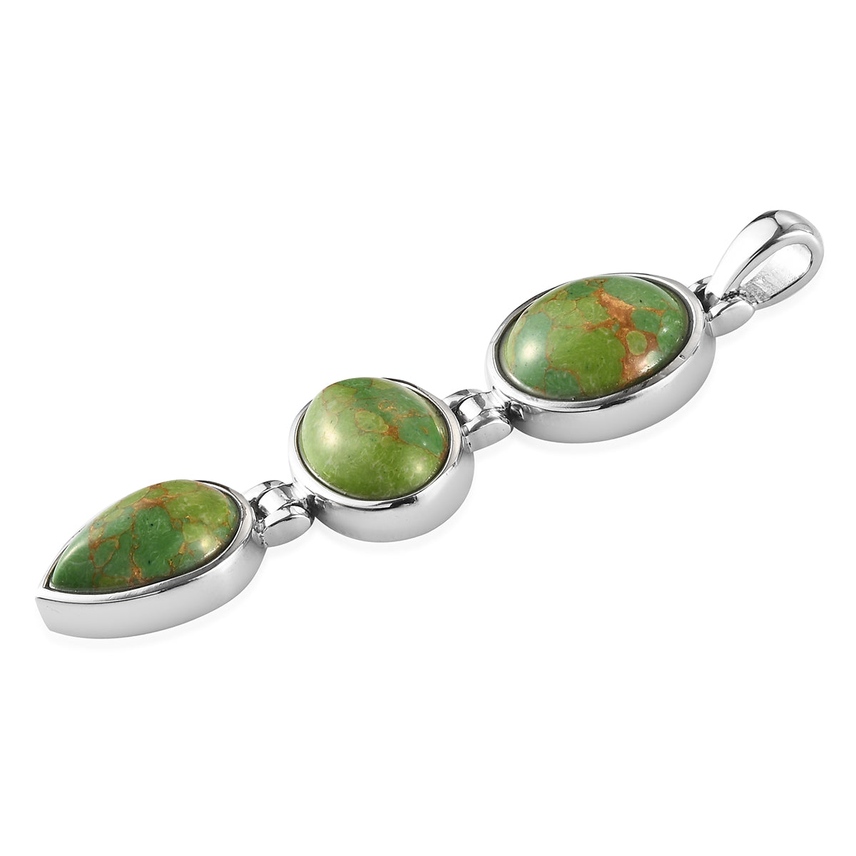 Mojave Green Turquoise Fancy Pendant in Stainless Steel - 17.25 CTW