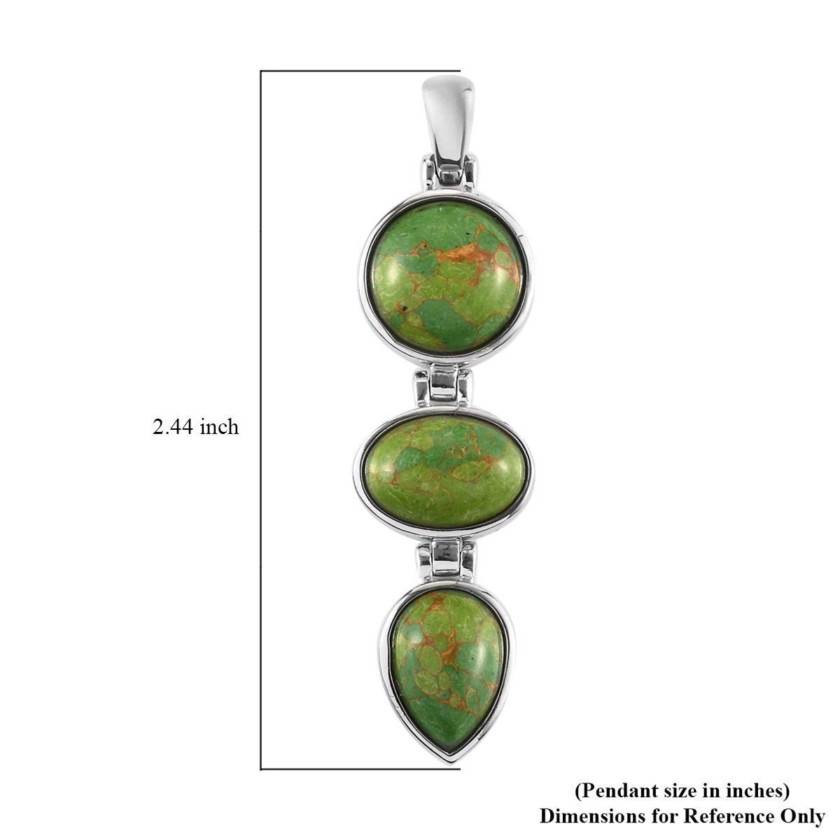 Mojave Green Turquoise Fancy Pendant in Stainless Steel - 17.25 CTW