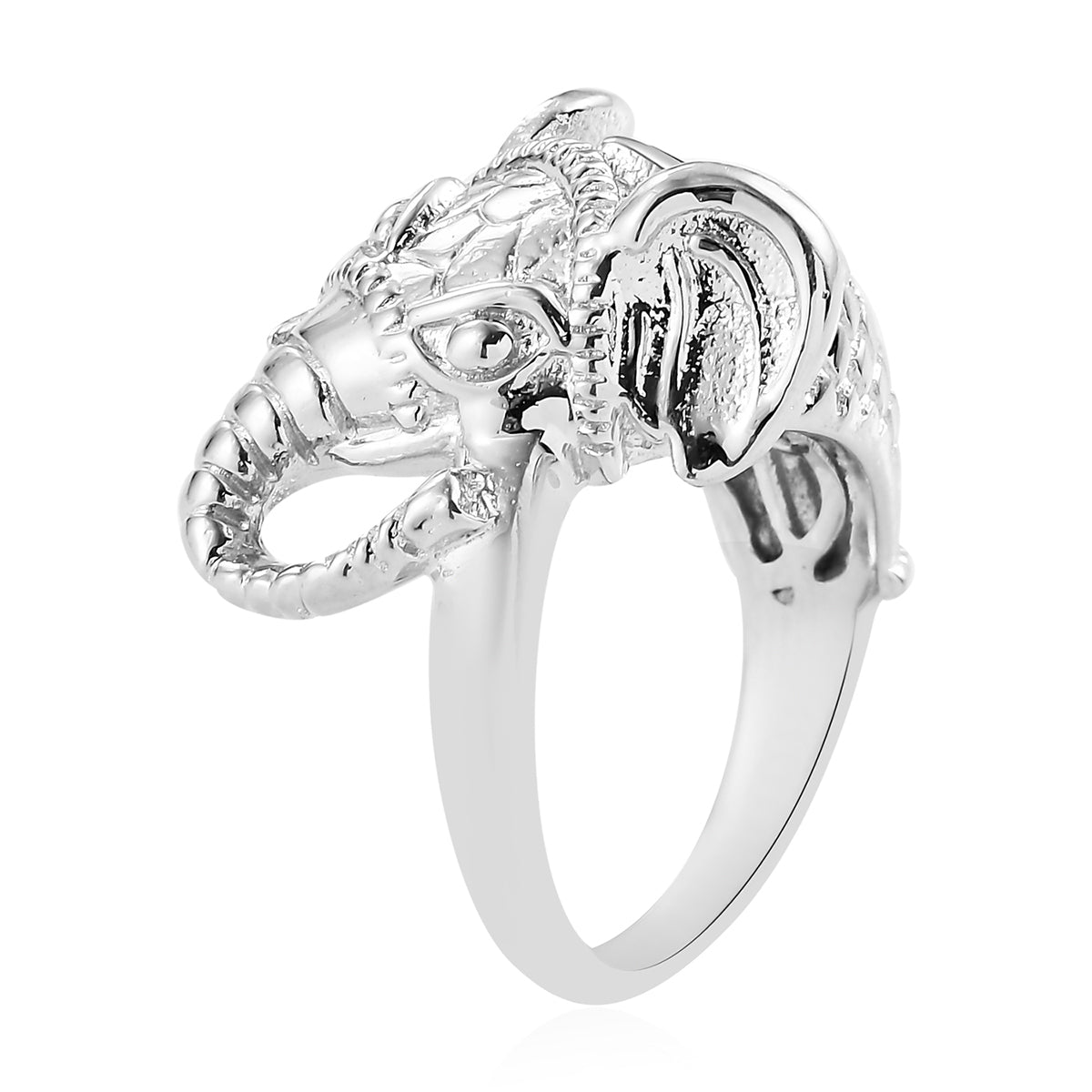 Mozambique Garnet Elephant Head Ring in Platinum Over Copper - 1.25 CTW