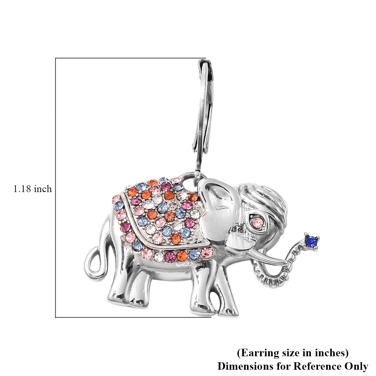 Multi Color Austrian Crystal Elephant Earrings