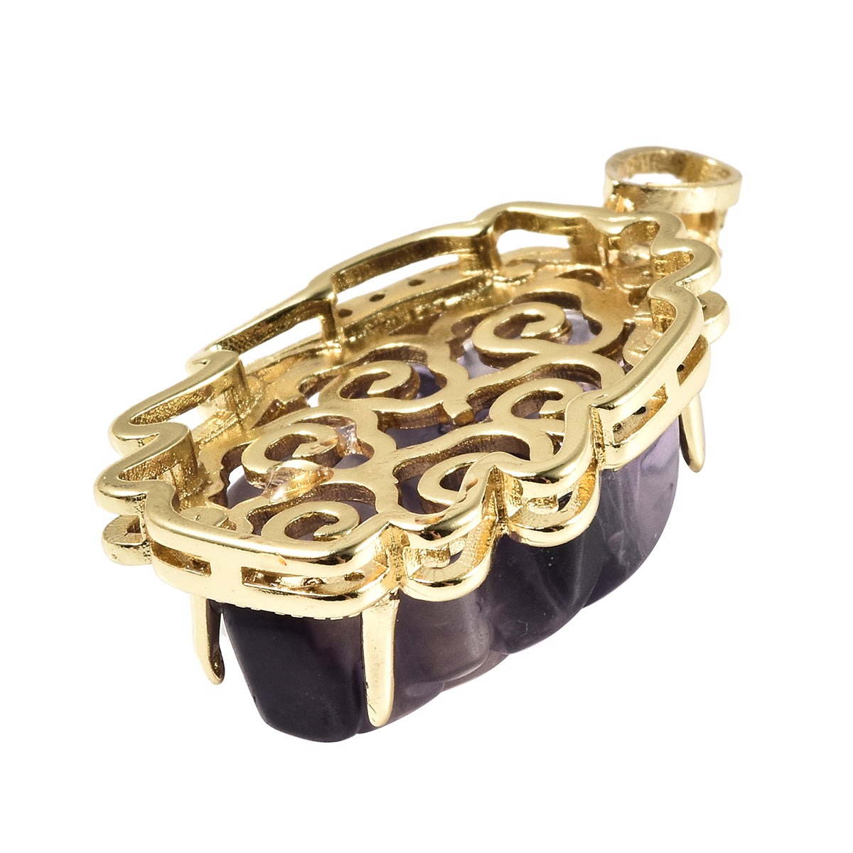 Carved Multi Flourite Pendant Necklace