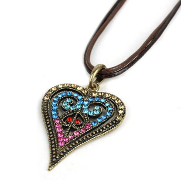 Retro Multi Colored Crystal Necklace