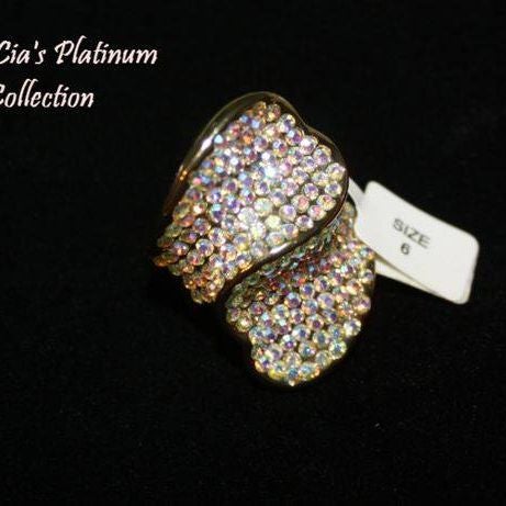 New Aurora Borealis Crystal Wrap Ring