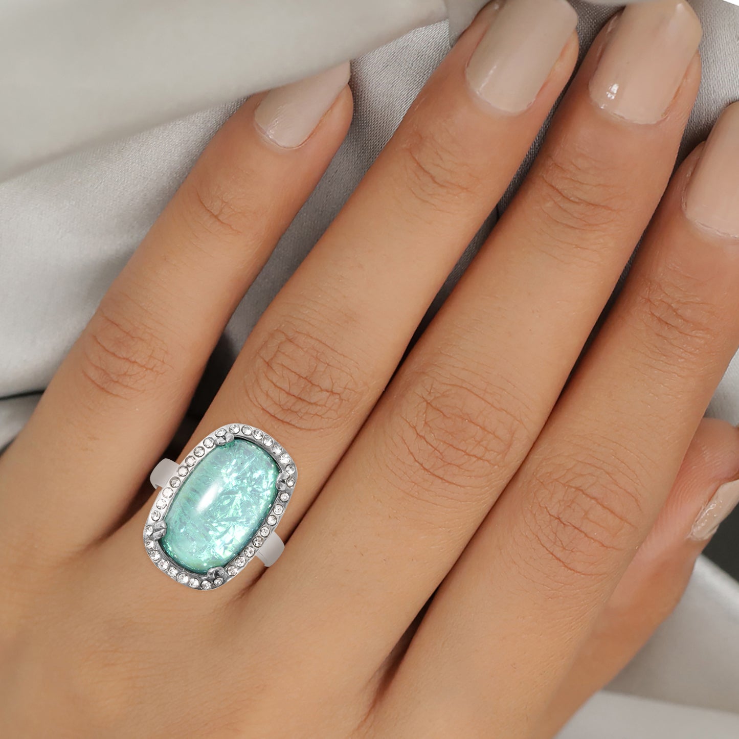 Halo Lab Created Opal Magic Fire Ring