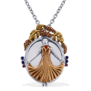 Orange, Pink and Blue Austrian Crystal Pendant With Chain (20 in)