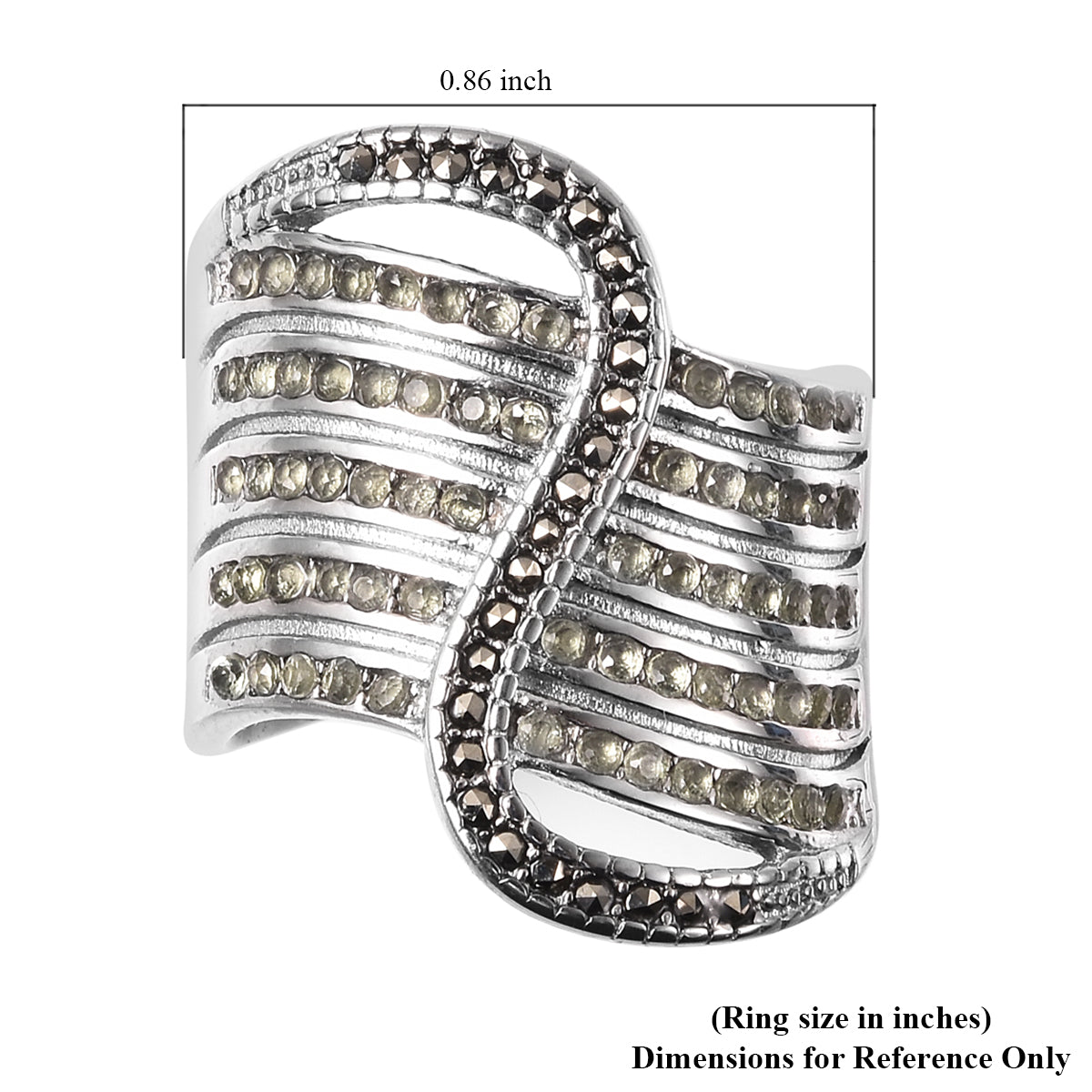 Peridot and Swiss Marcasite Ring Size 7