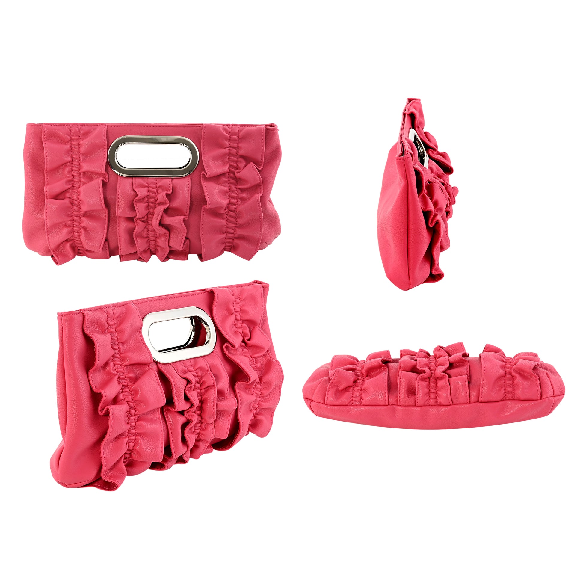 Pink, Green or White Faux Leather Clutch