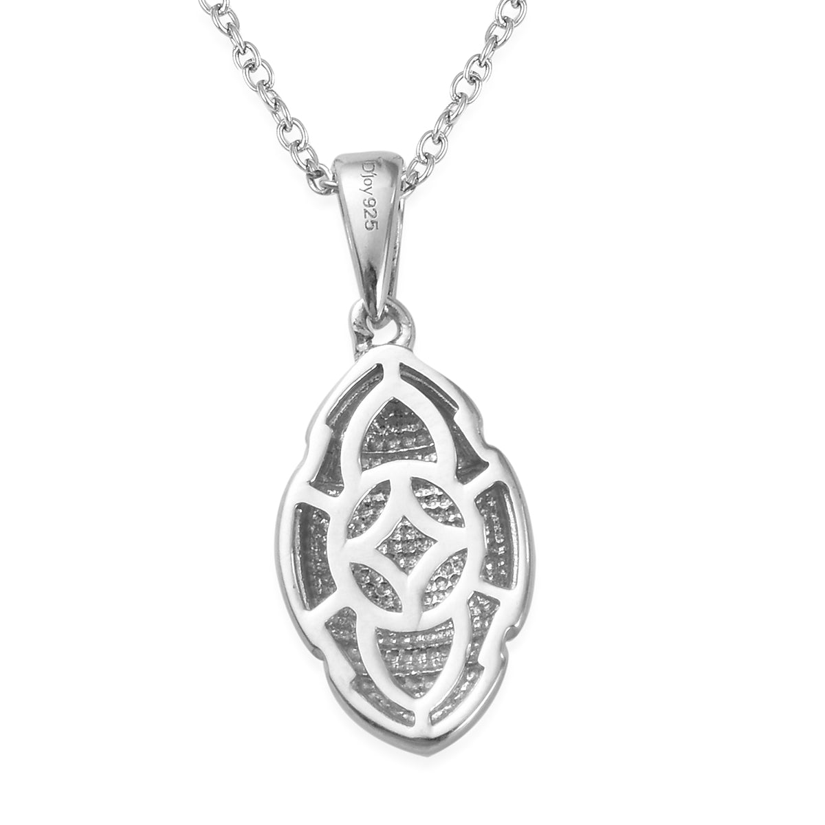 Platinum Over Sterling Silver Football Necklace