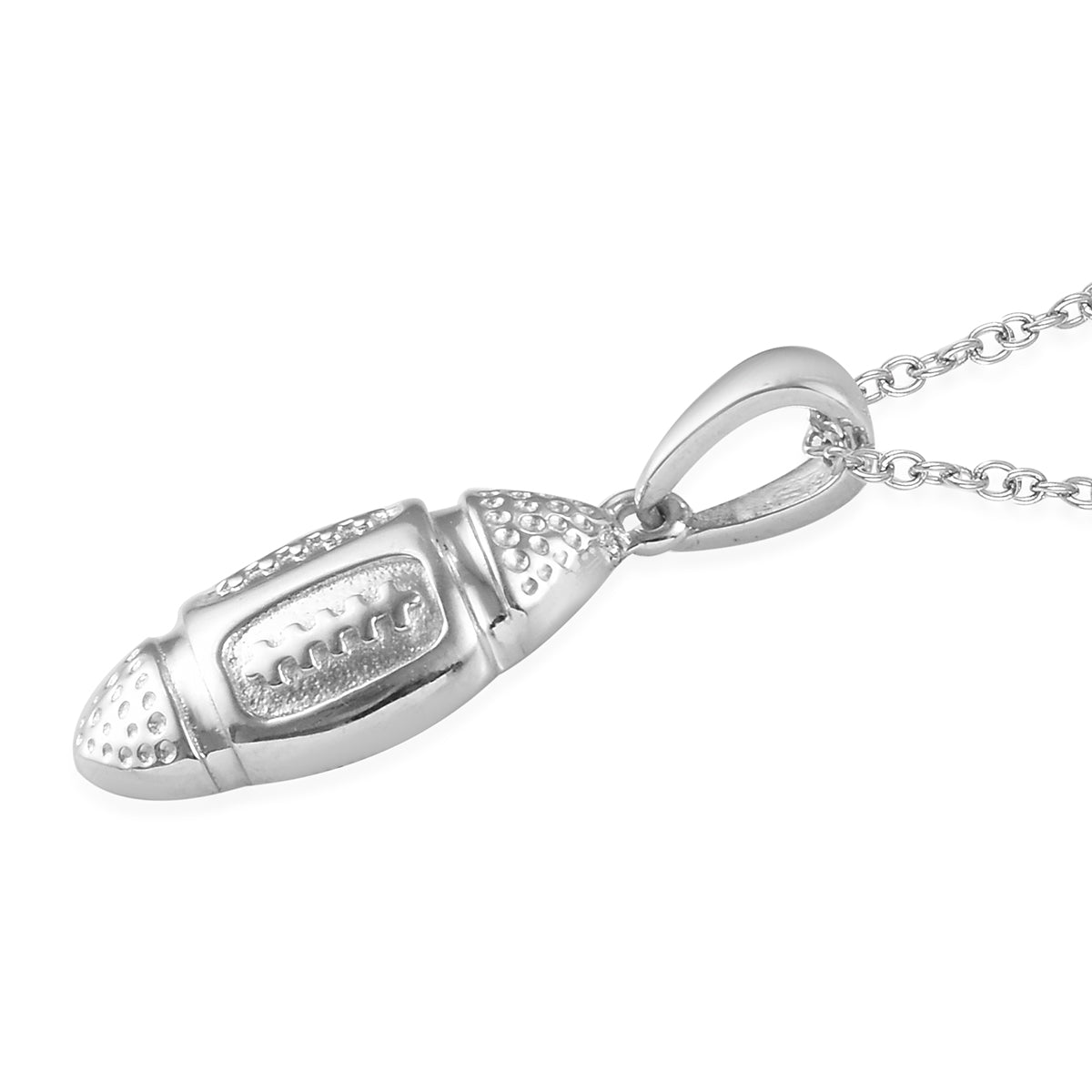 Platinum Over Sterling Silver Football Necklace