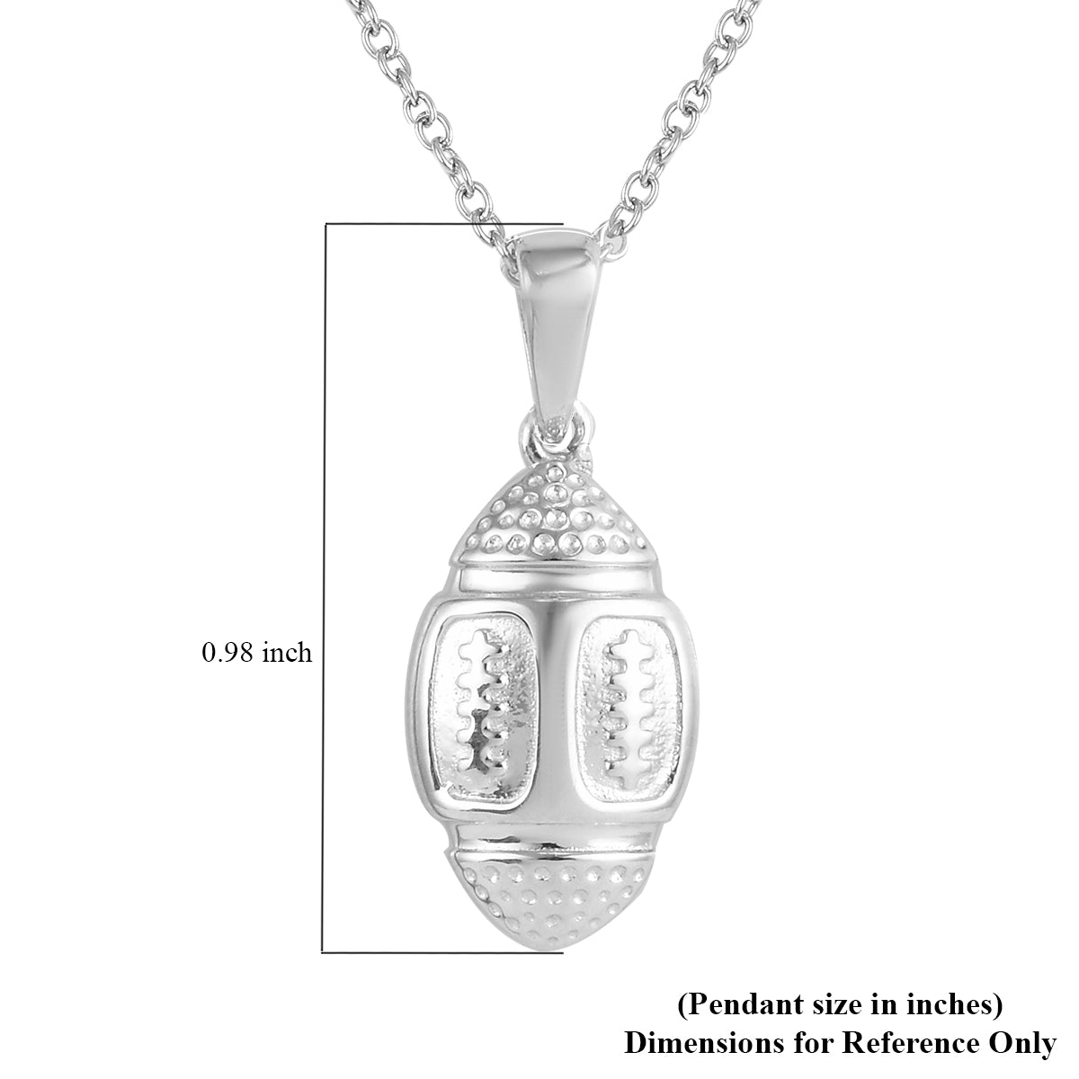 Platinum Over Sterling Silver Football Necklace