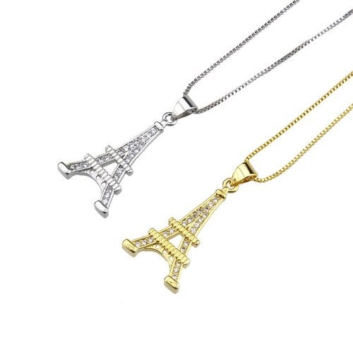 Platinum Plated Eiffel Tower Necklace