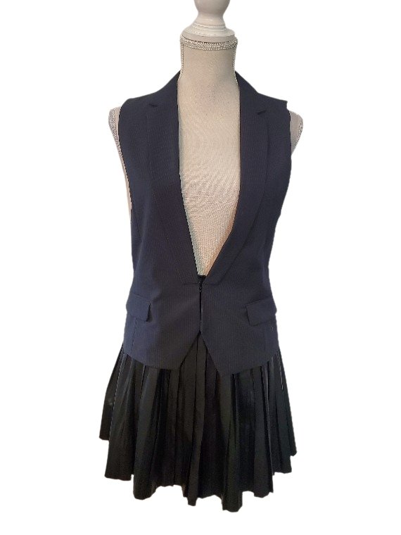 Black Vegan Leather Pleated Skirt