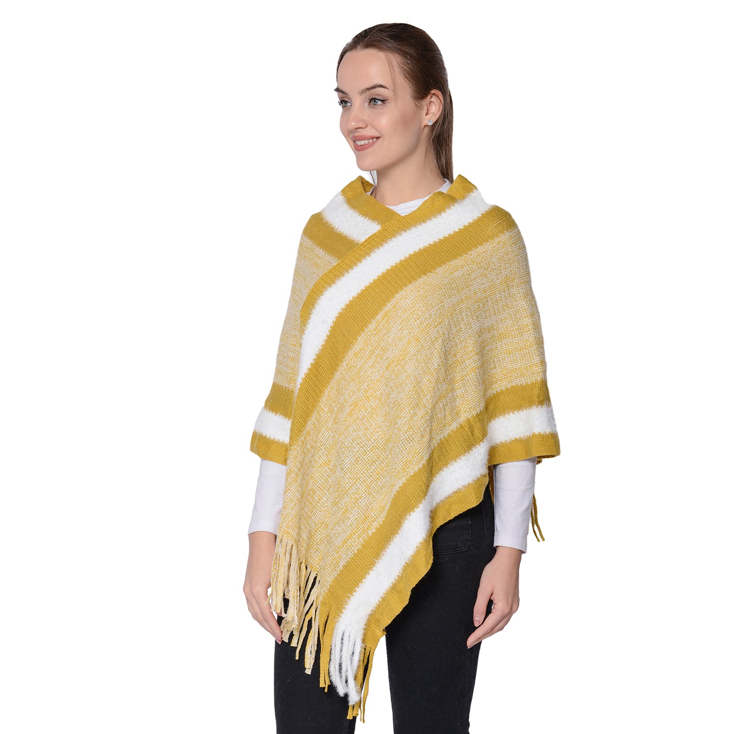 Women's Striped Poncho New