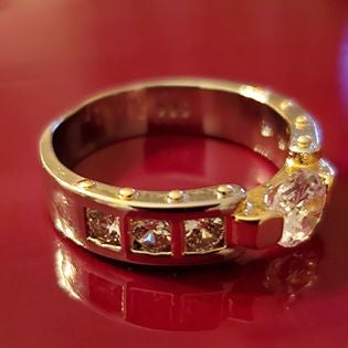 Pretty 2 Tone Diamonque Unisex Band