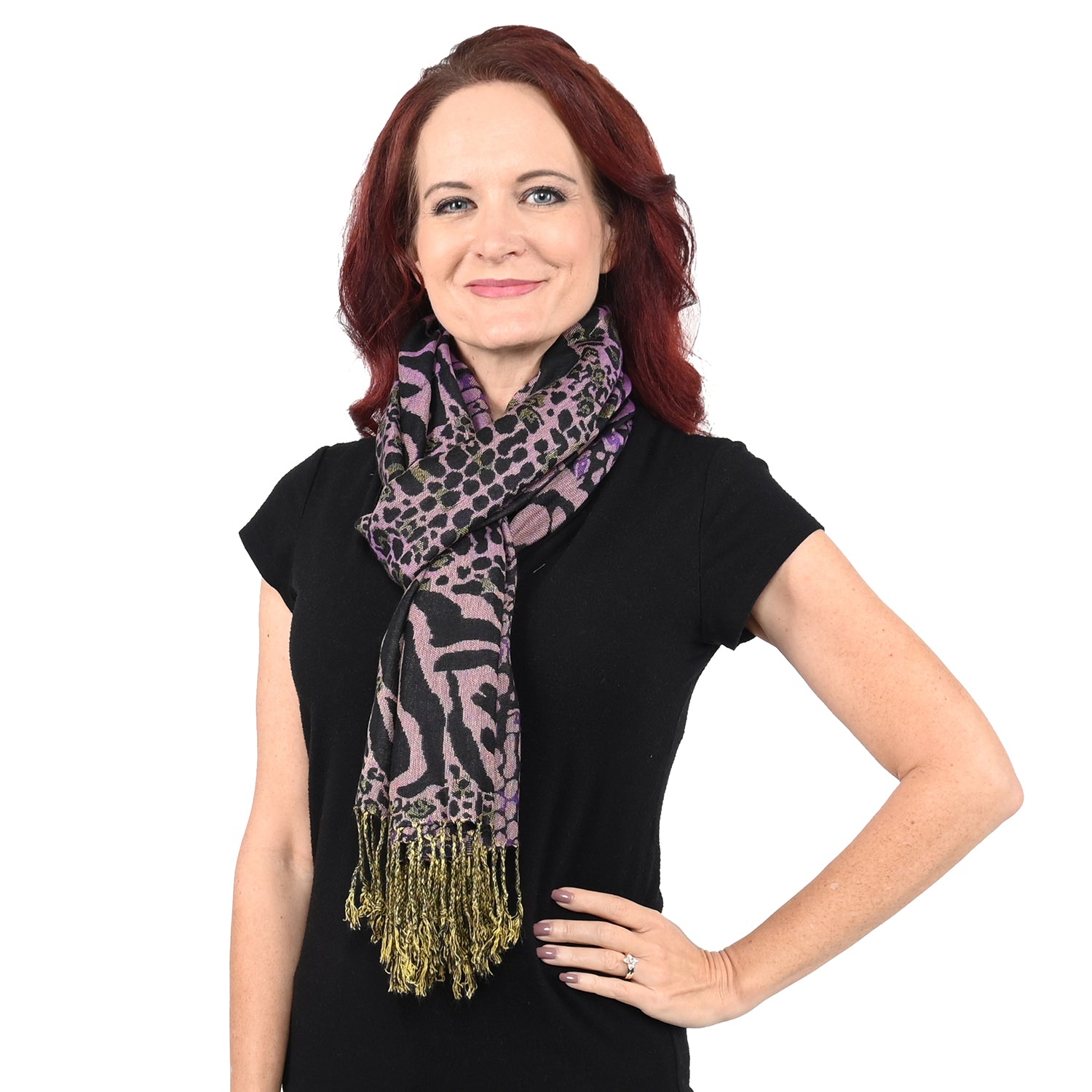 Pashmina Purple Animal Print Shawl