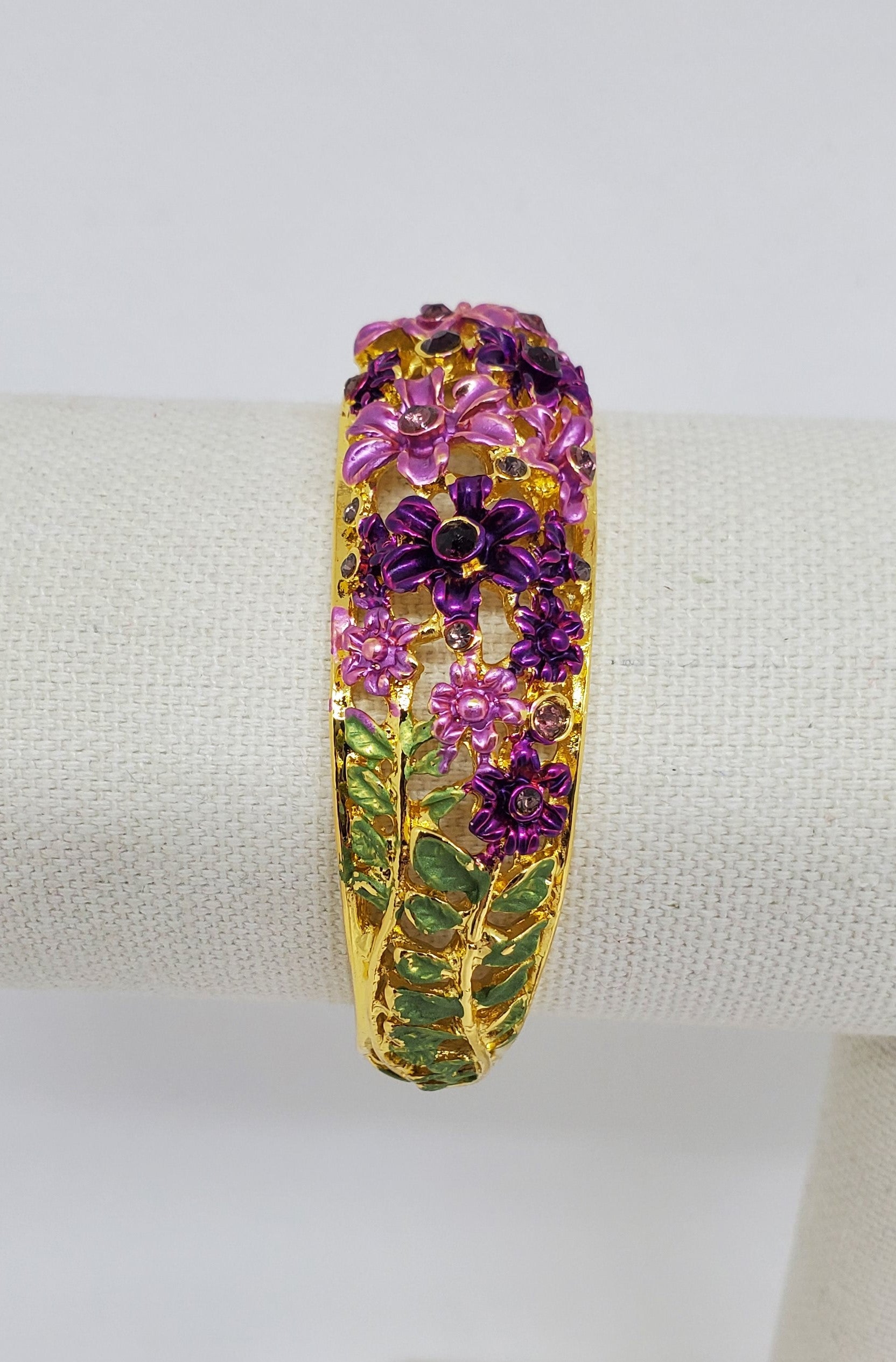 Purple Hand Painted Crystal Enameled Bracelet