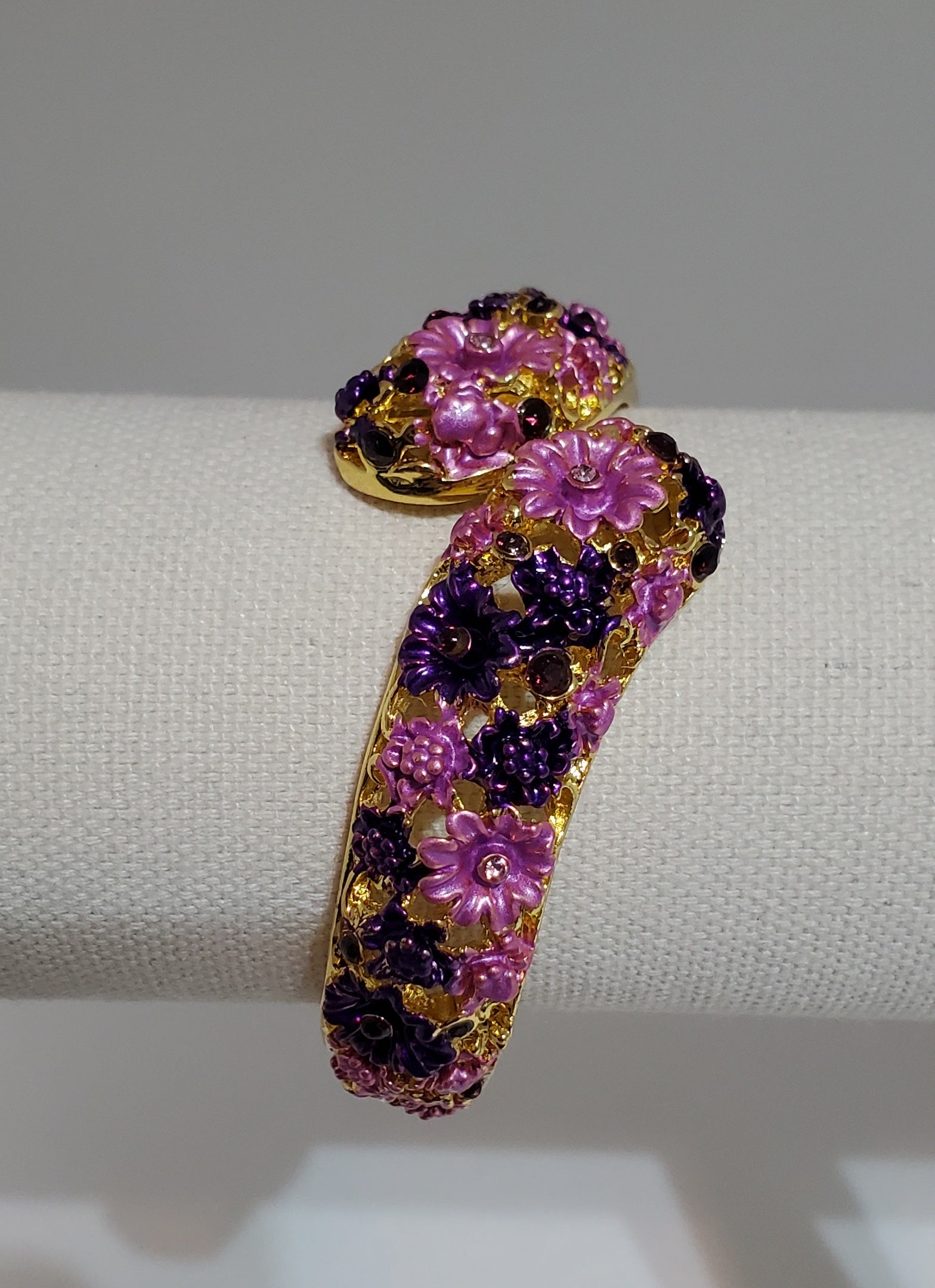 Purple Curved Crystal Enameled Bracelet