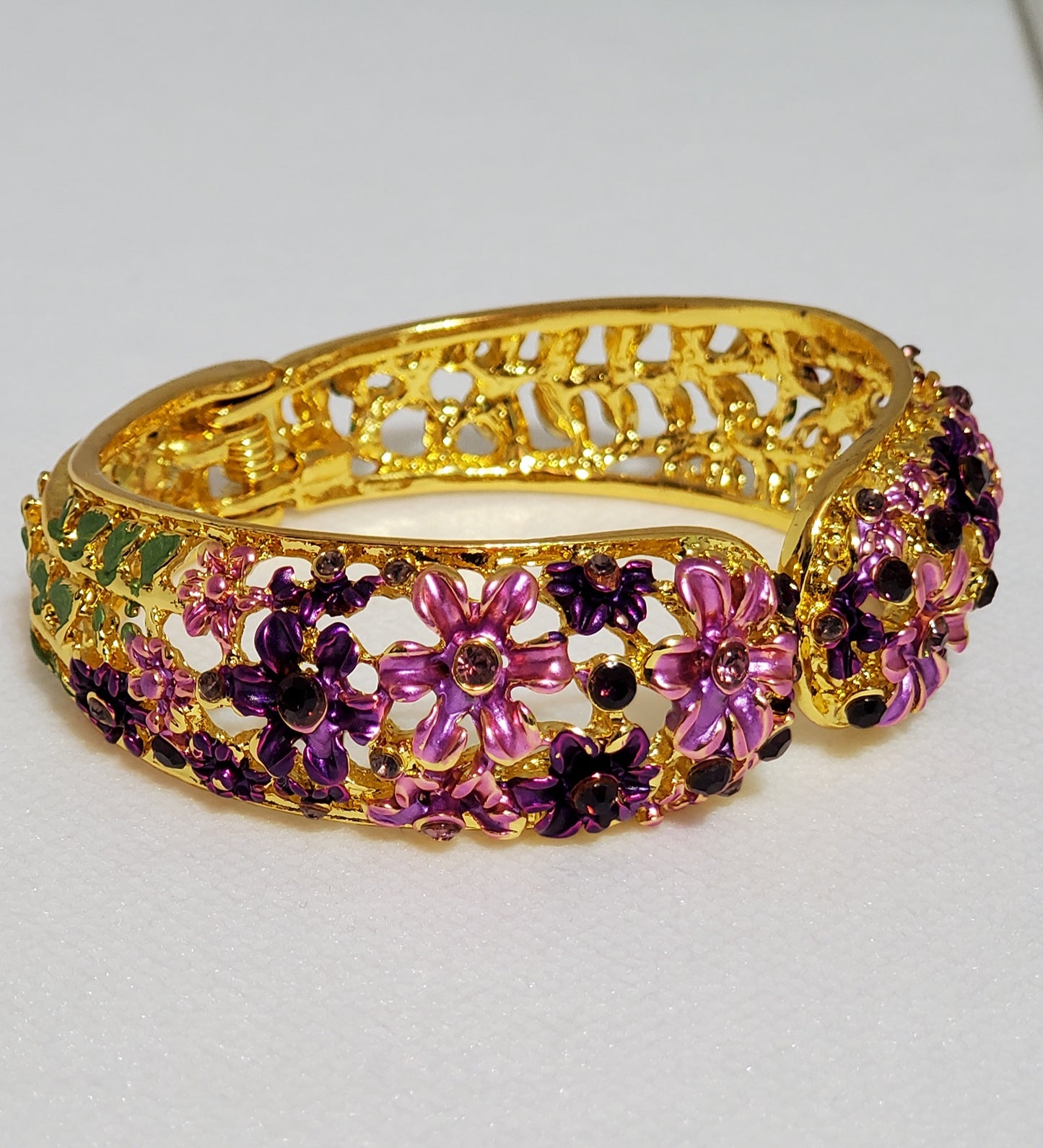 Purple Hand Painted Crystal Enameled Bracelet