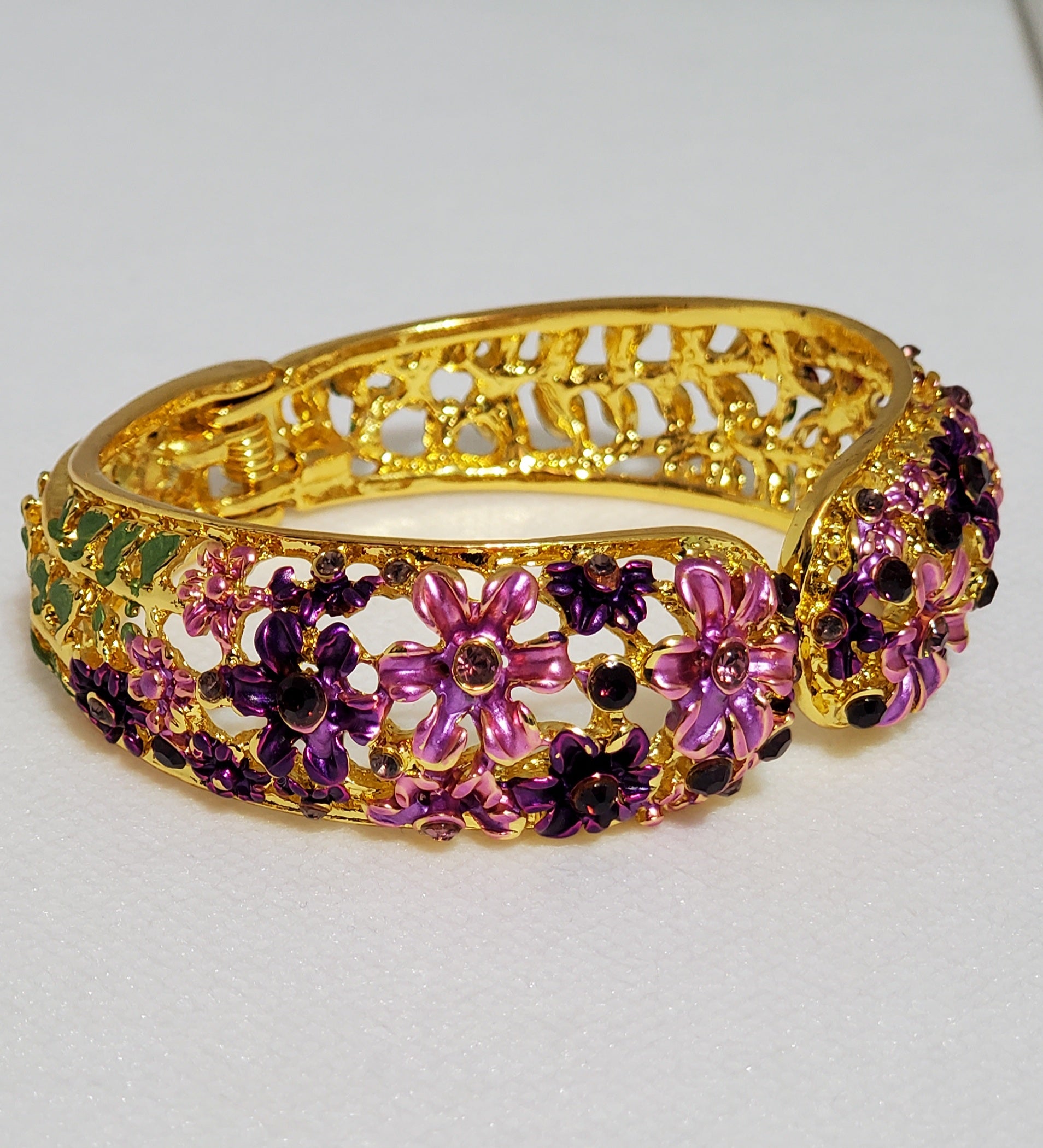 Purple Hand Painted Crystal Enameled Bracelet