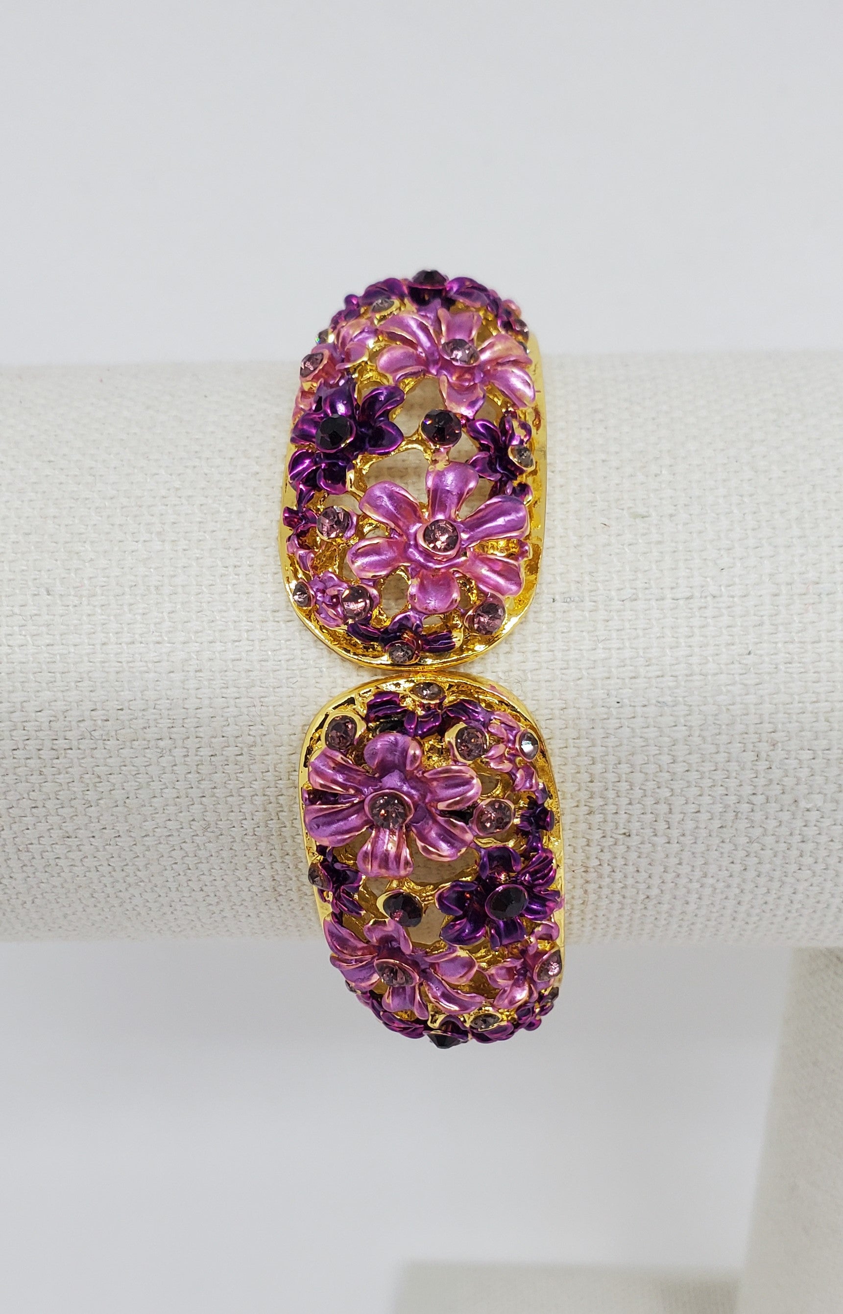 Purple Hand Painted Crystal Enameled Bracelet
