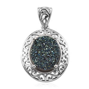 Iridescent Drusy Pendant Necklace