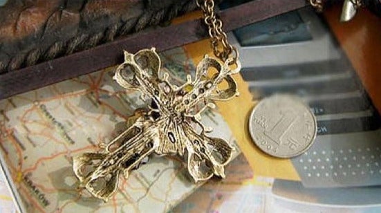 Retro Skull Flower and Cross Necklace