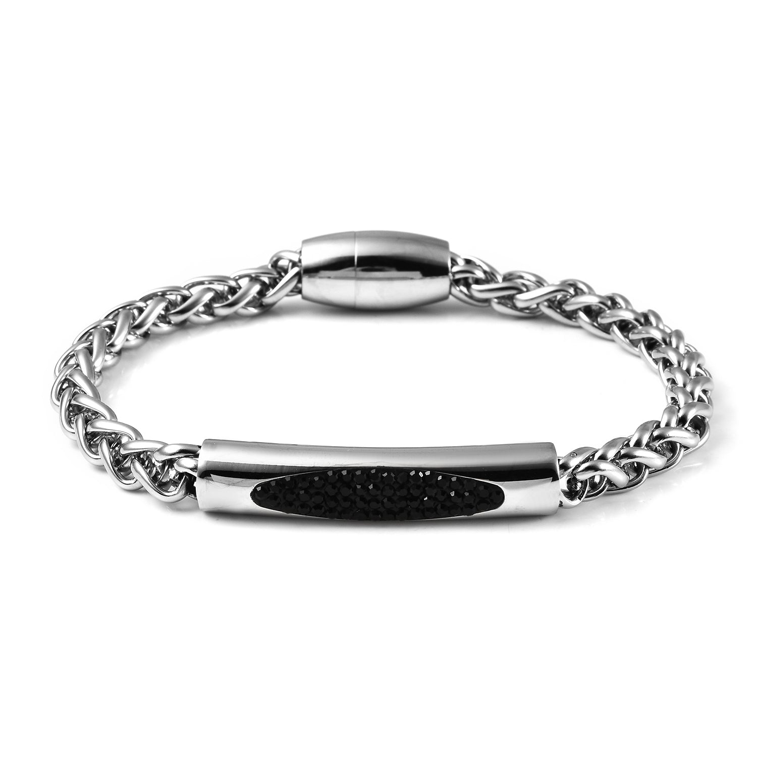 Black Austrian Crystal Men's Ring , Bar Bracelet or Cross Necklace