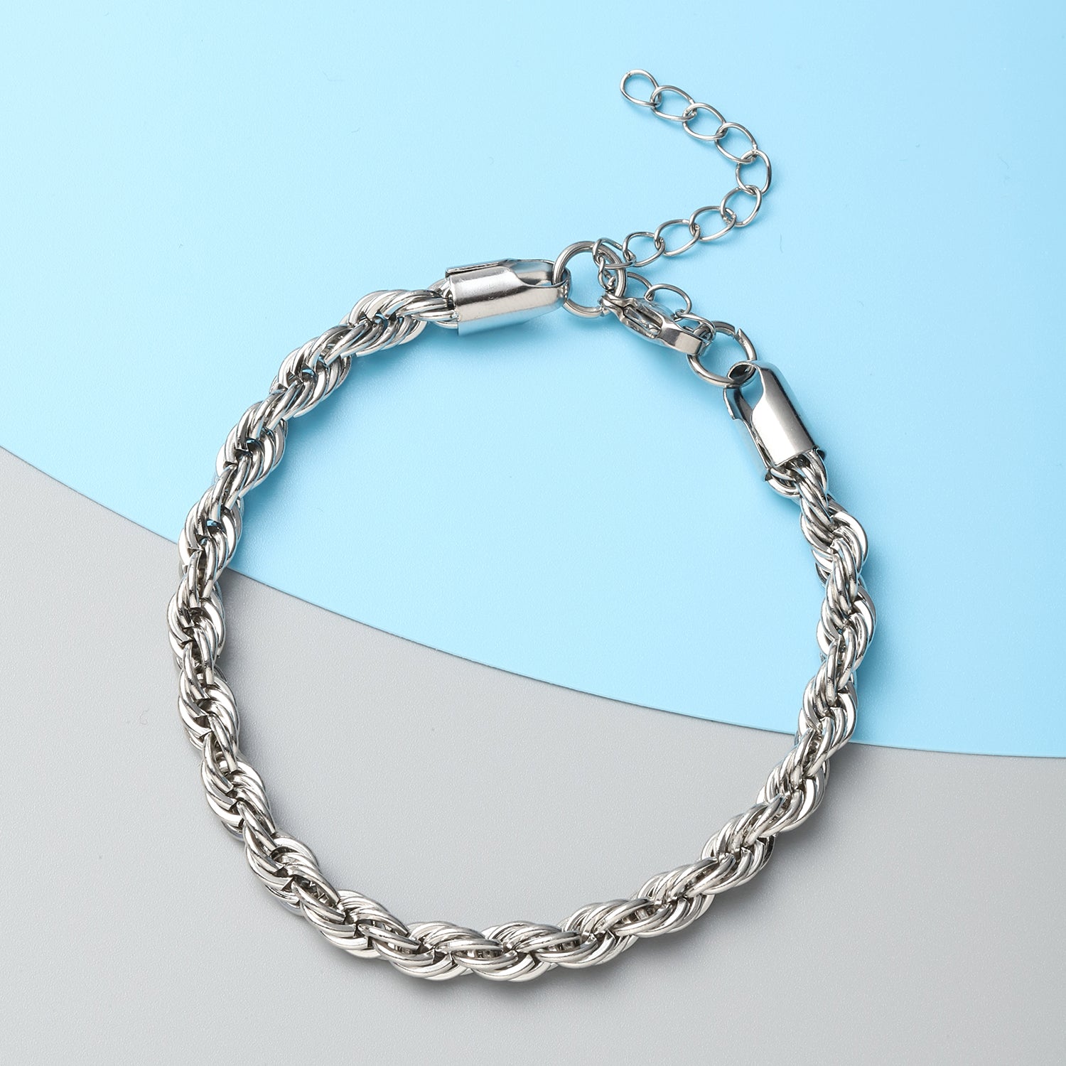 Twisted Rope Chain Bracelet in Rose Gold or Silver Unisex