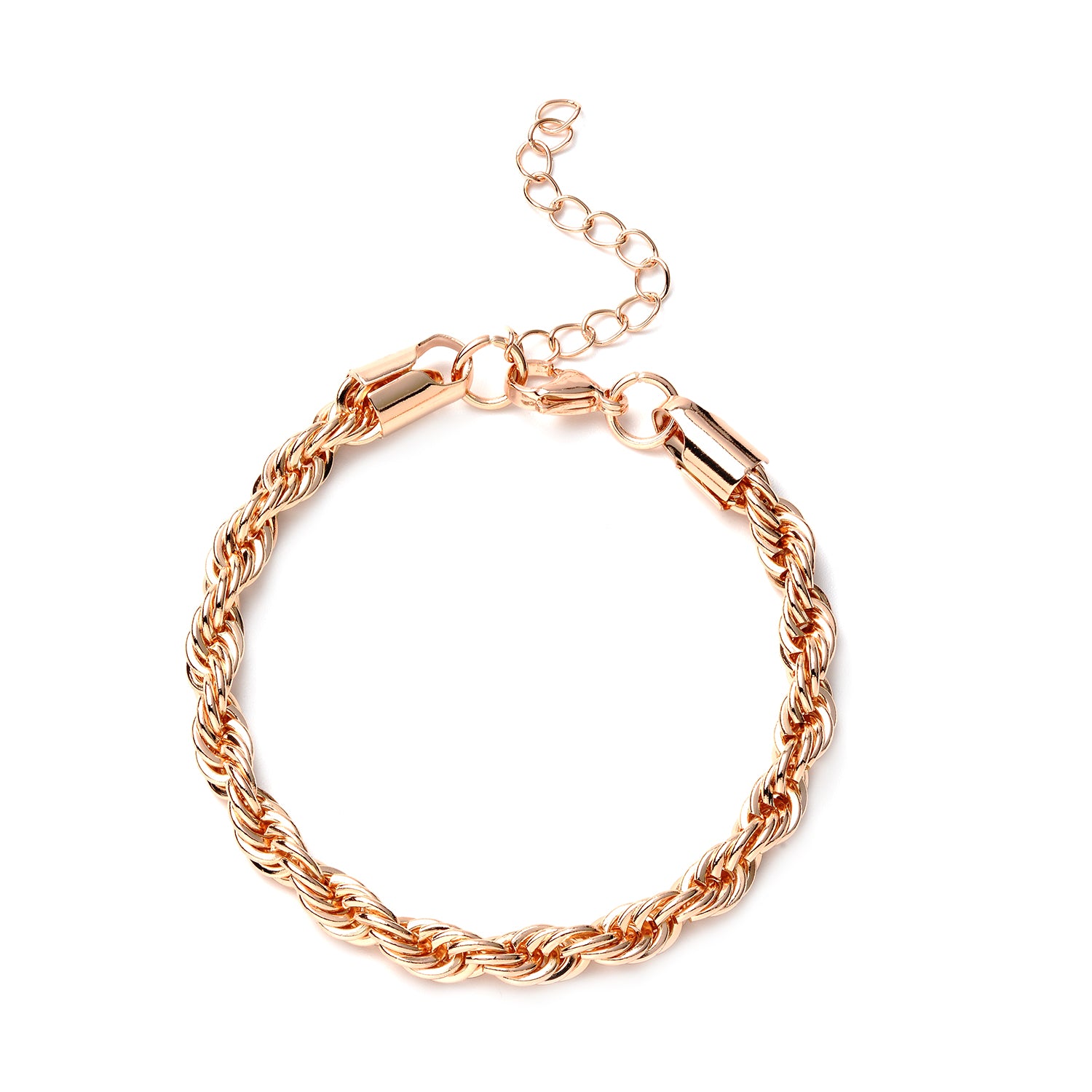 Twisted Rope Chain Bracelet in Rose Gold or Silver Unisex