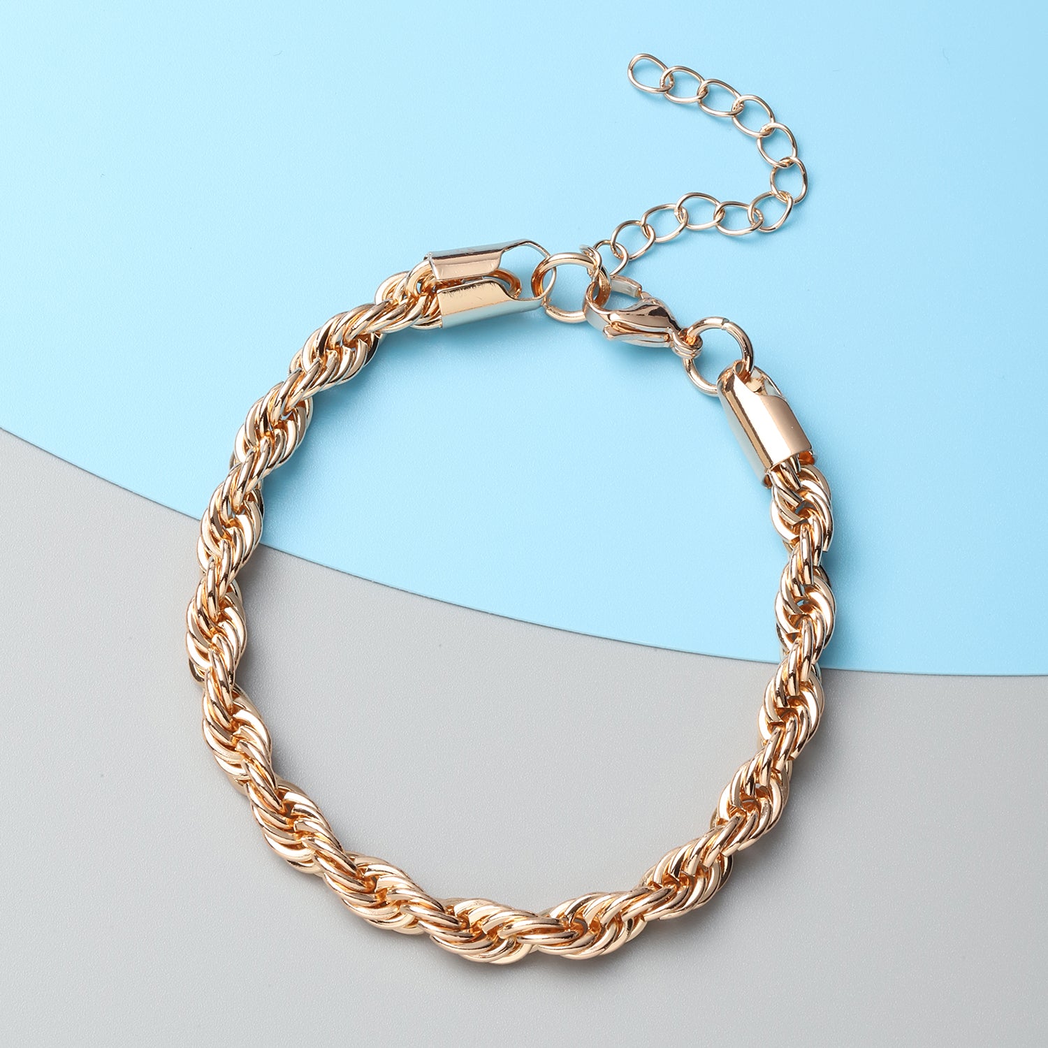Twisted Rope Chain Bracelet in Rose Gold or Silver Unisex
