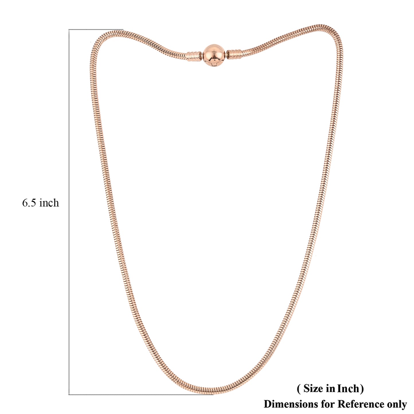 Round Snake Chain 18 Inches with Pandora Clasp