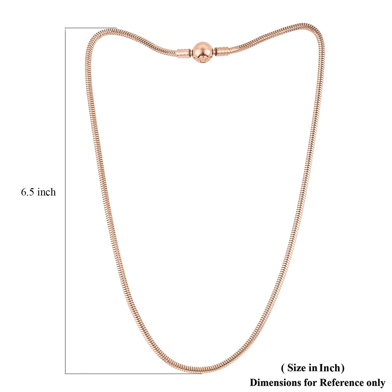 Round Snake Chain 18 Inches with Pandora Clasp