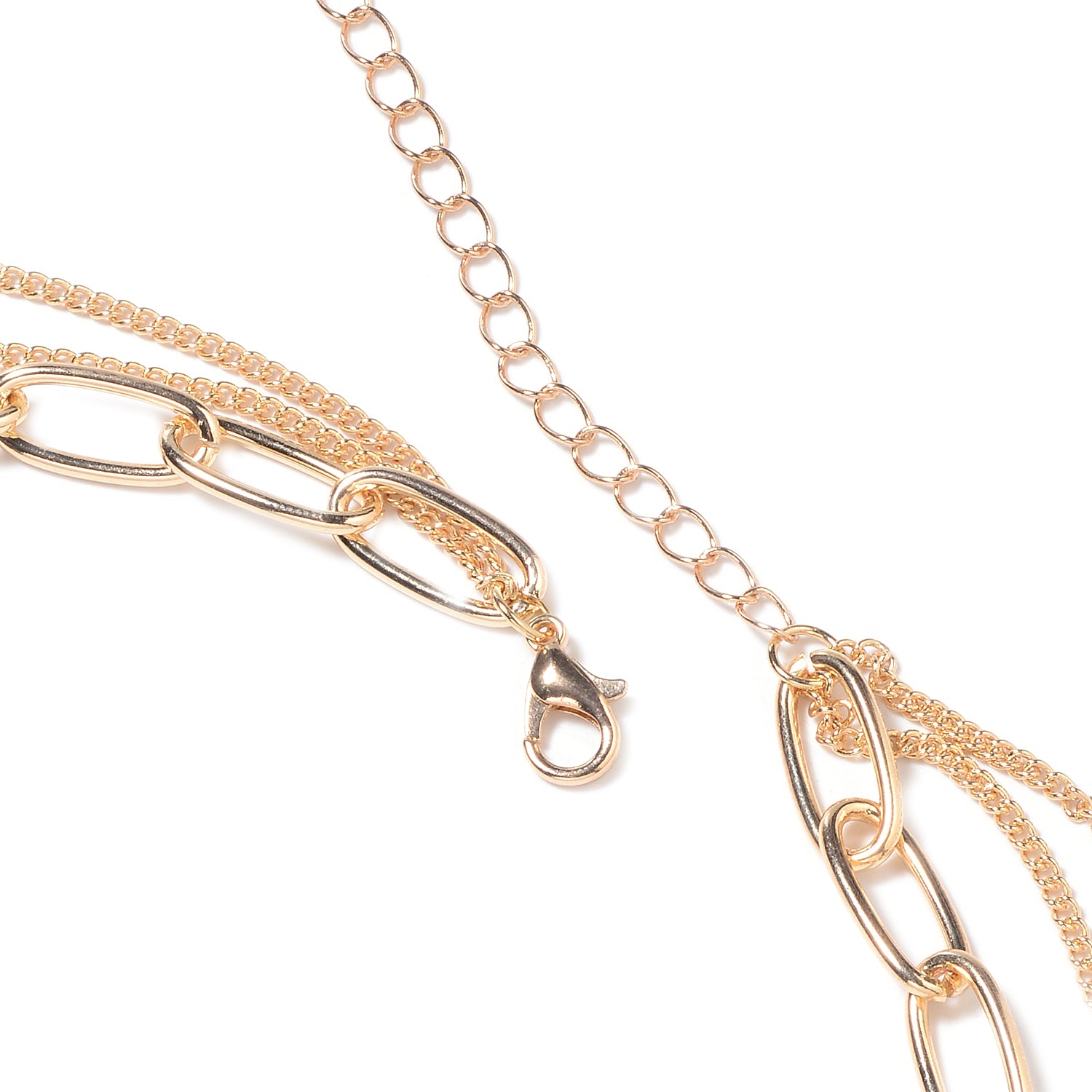 Round and Cushion Coin Triple Strand Necklace 30 Inch