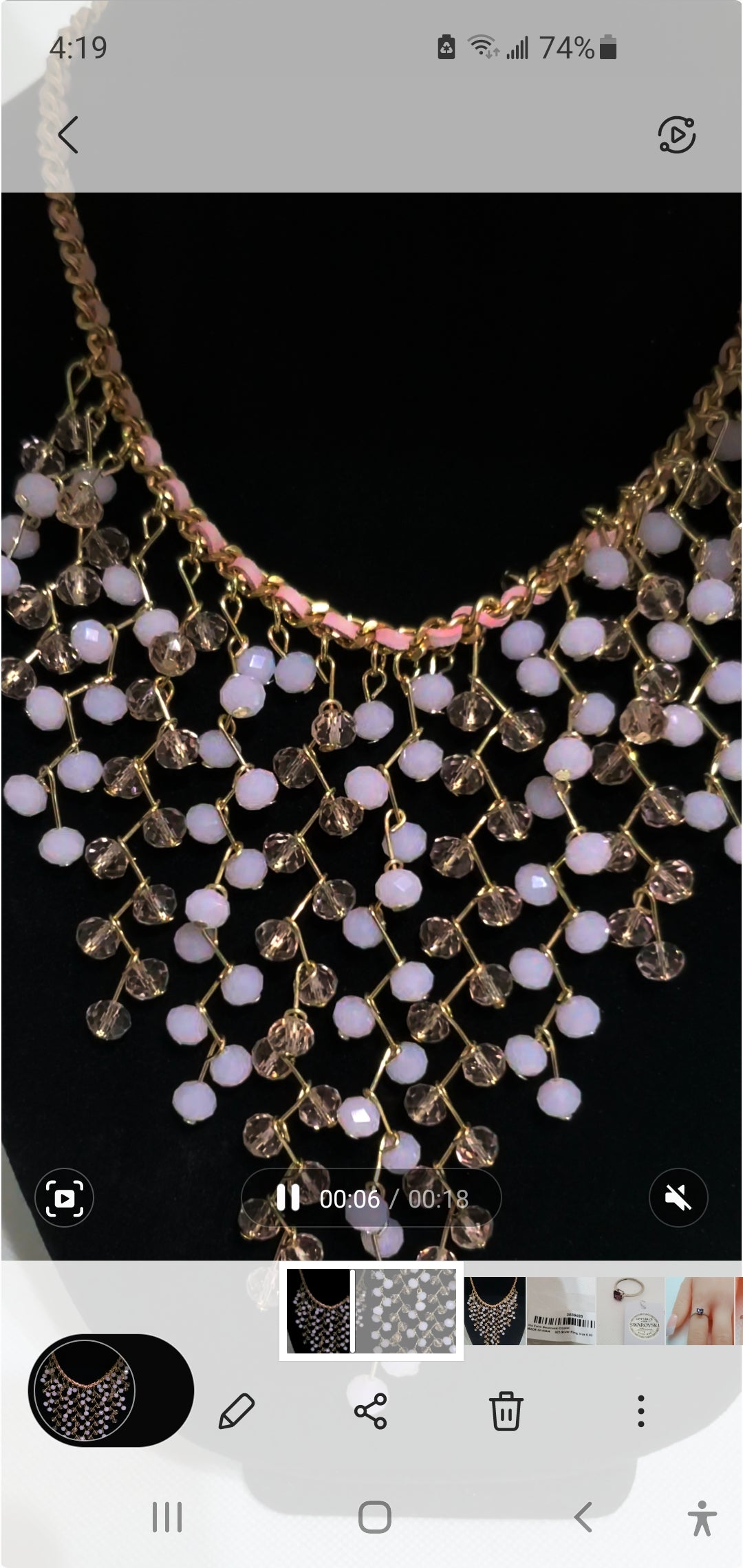 Bohemian Pink Glass Bead Drape Necklace