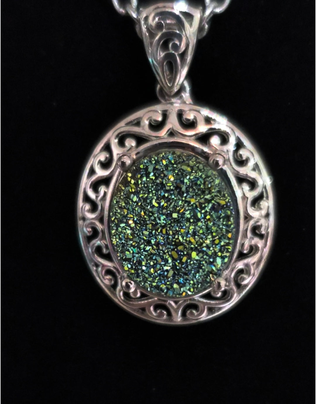Iridescent Bali Drusy Pendant Necklaces