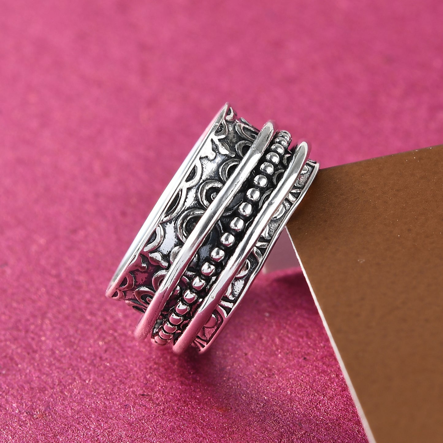 Scrolled Silver Spinner Ring