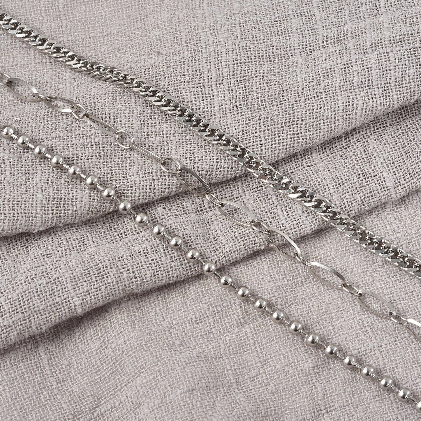 Set of 3 Beaded, Double Woven Four Sided & Paper Clip Bracelet