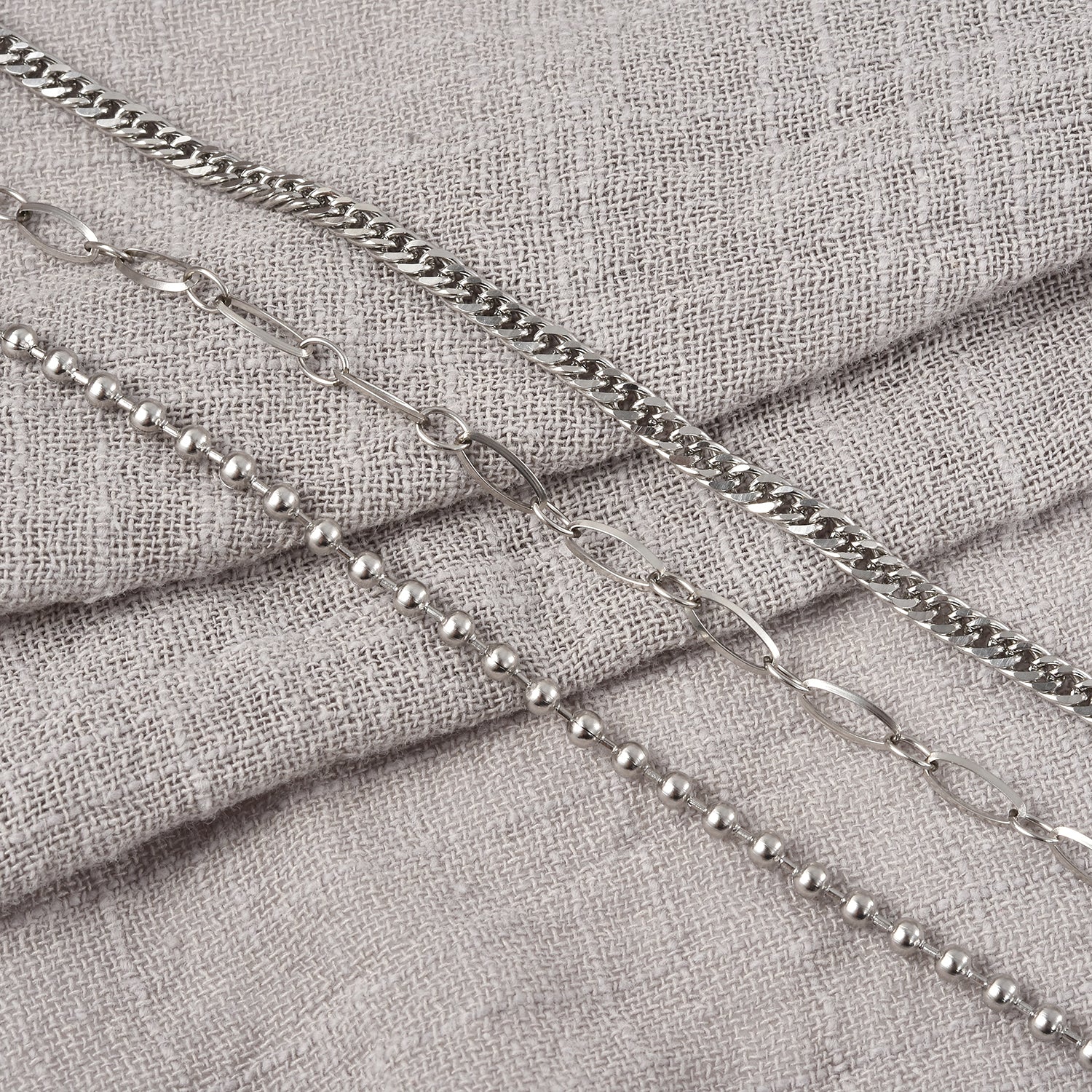 Set of 3 Beaded, Double Woven Four Sided & Paper Clip Bracelet