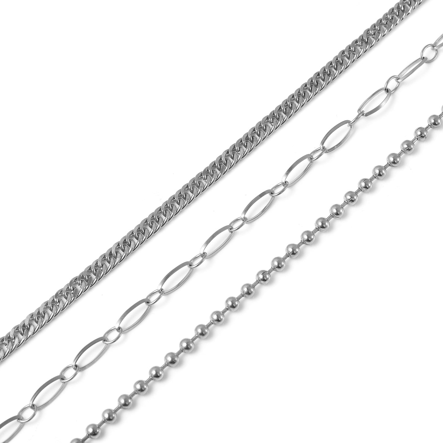 Set of 3 Beaded, Double Woven Four Sided & Paper Clip Bracelet