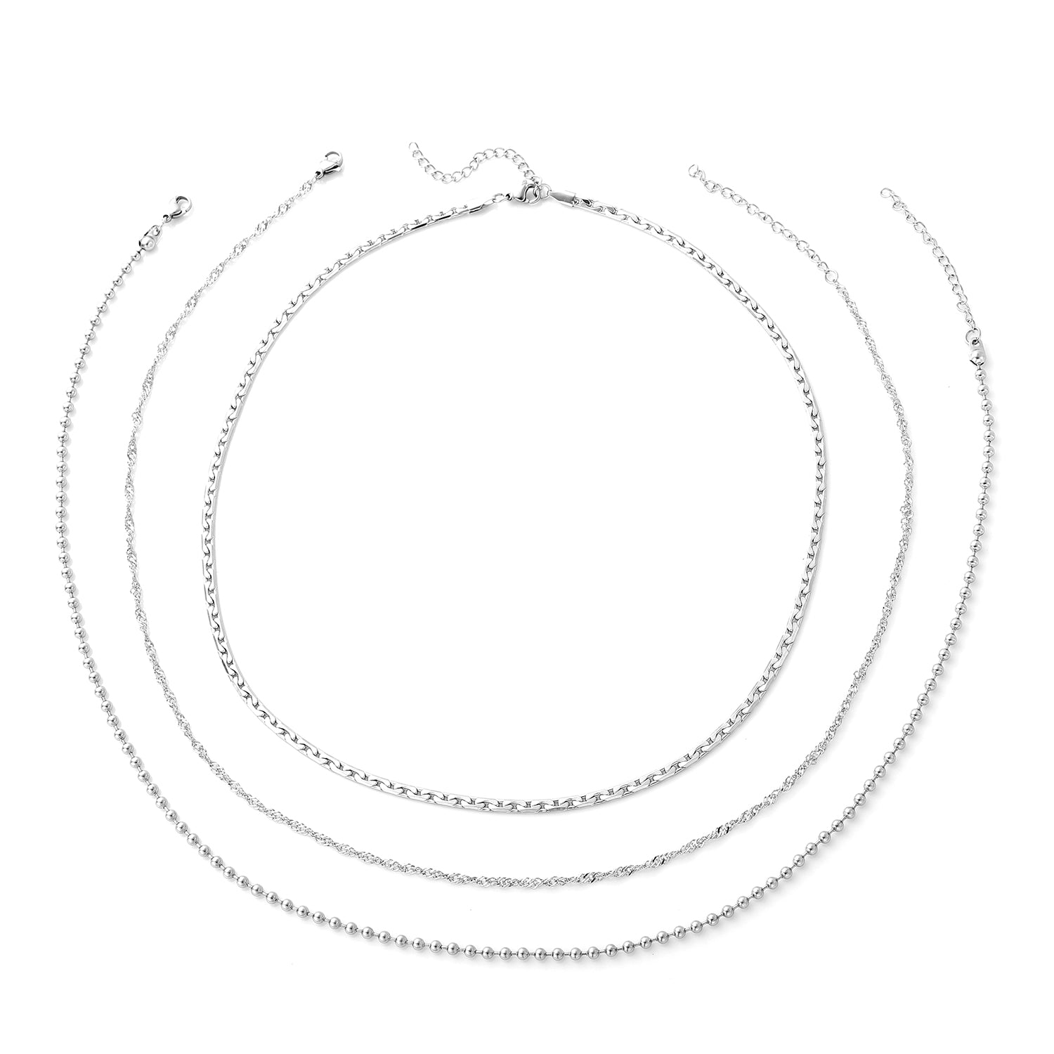 Set of 3 Beaded and Paper Clip Necklace 20-22 Inches Unisex