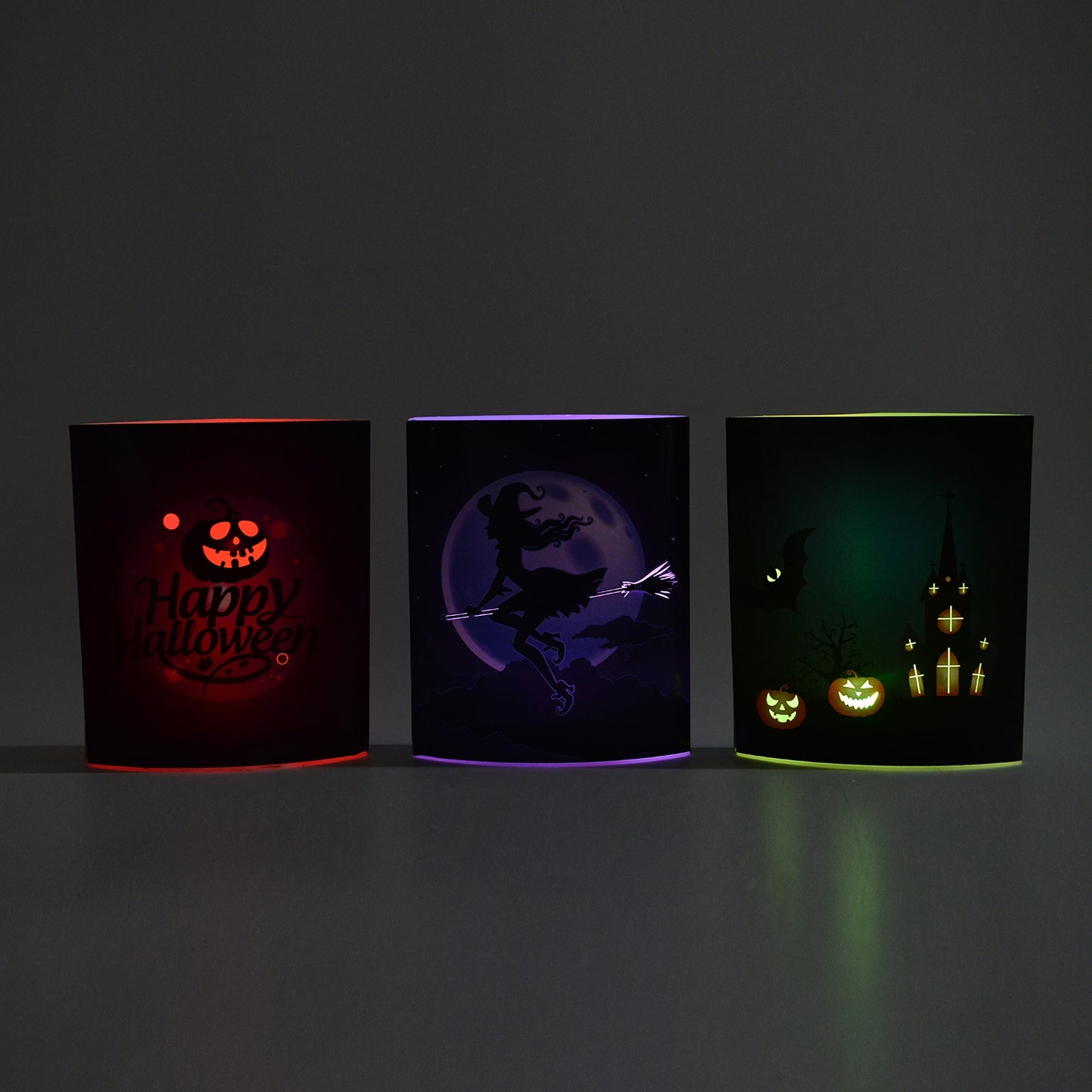 Set of 3 Halloween LED Standing Cards