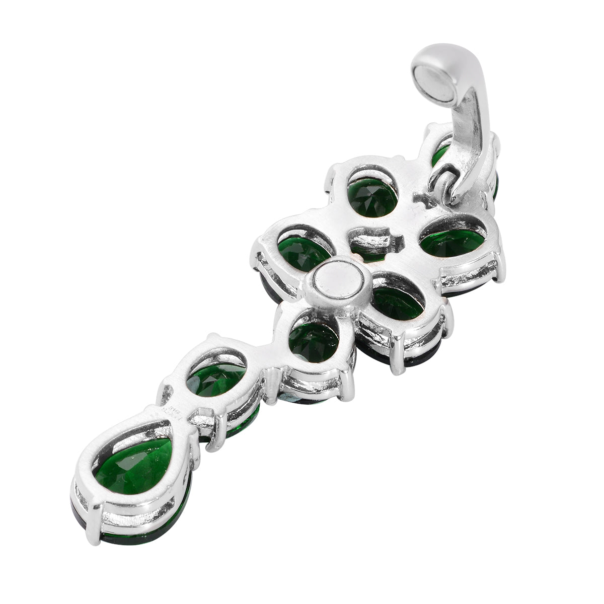 Silver Mesh Simulated Green Diamond Choker Pendant Necklace 16 Inches