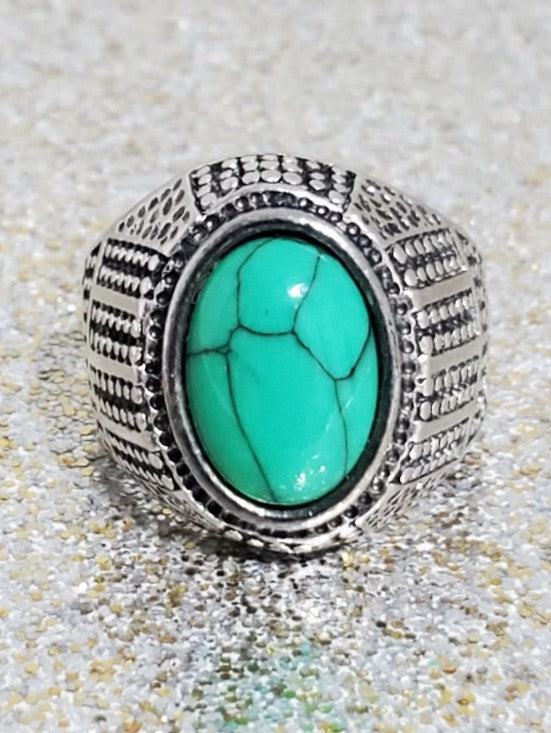Men's Green Turquoise Ring Size 10