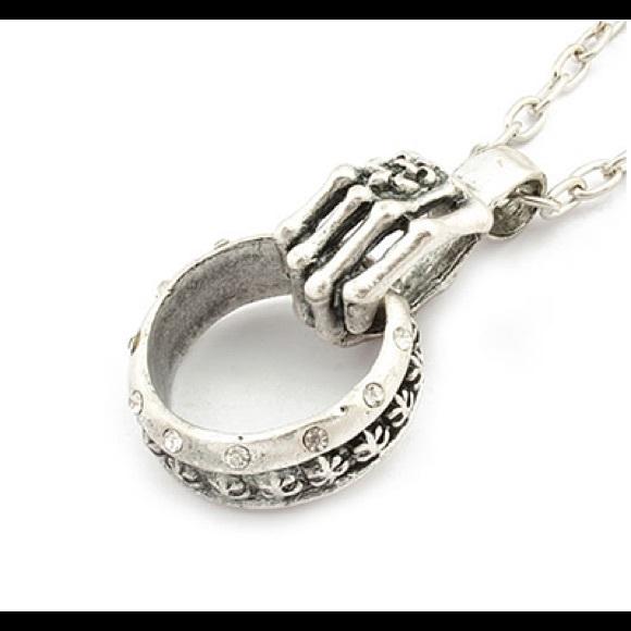 Skull and Ring Necklace Necklace Whimsicalia