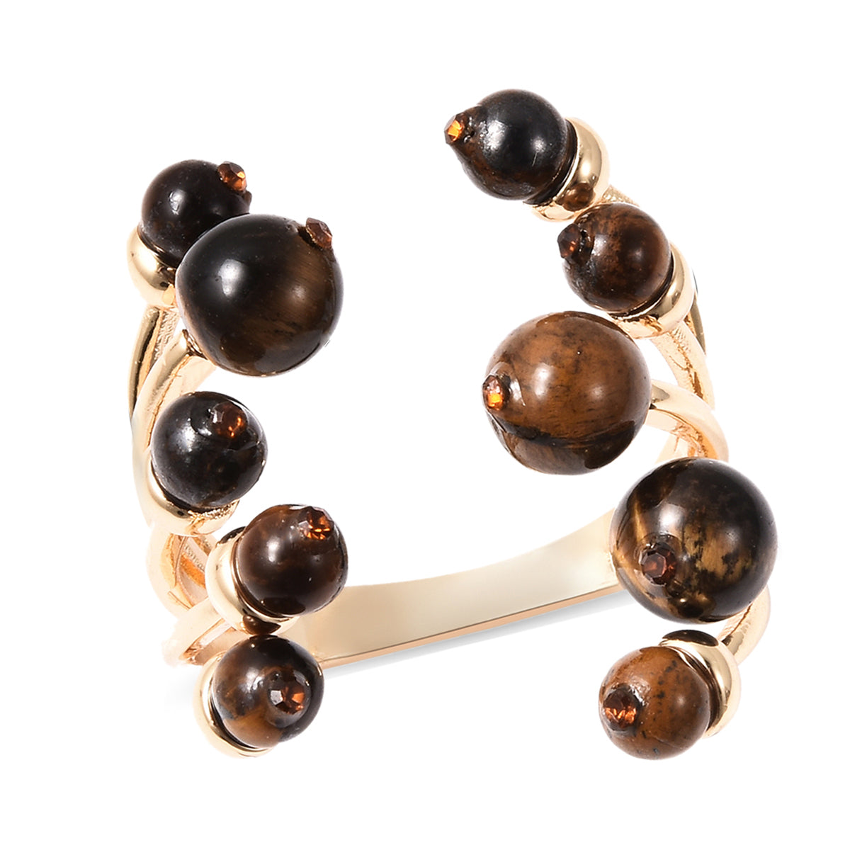 Open Cage Genuine Stone Ring in Lapis Lazuli, Tiger's Eye or Howlite