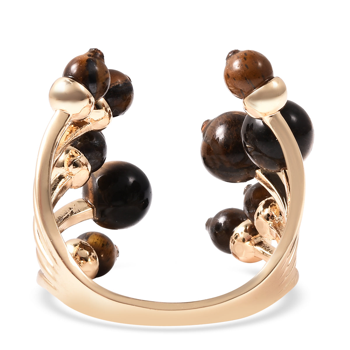 Open Cage Genuine Stone Ring in Lapis Lazuli, Tiger's Eye or Howlite