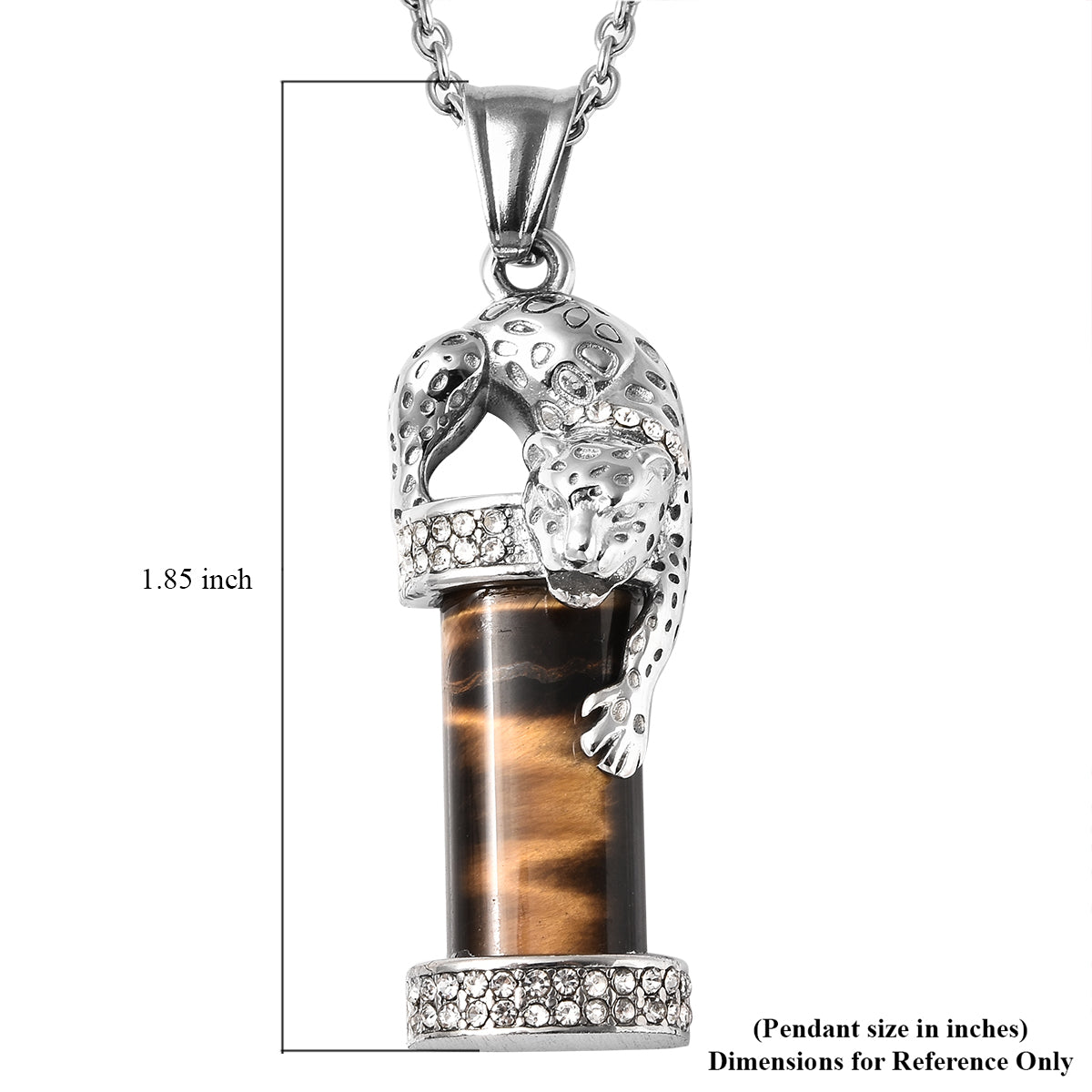 Tiger's Eye and Crystal Tiger Pendant Necklace
